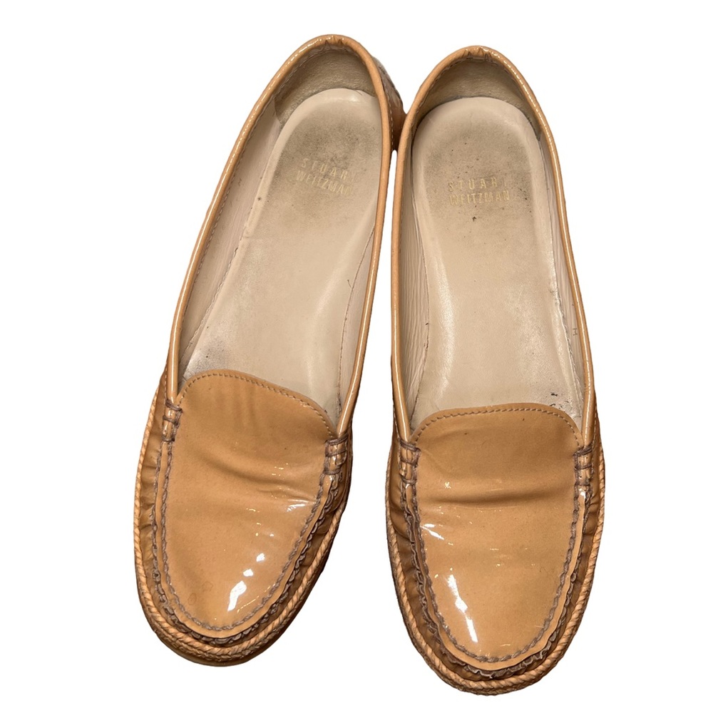 Stuart Weitzman patent leather geek adobe aniline loafers authentic
